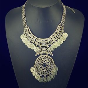 Bohemian double chain coin hassle necklace.